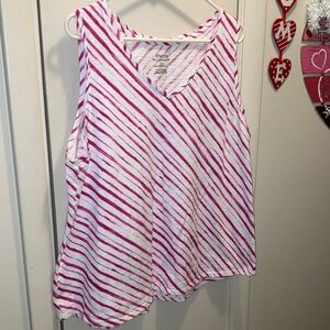 Chico's Pink and White Diagonal Striped Tank Top Size 3